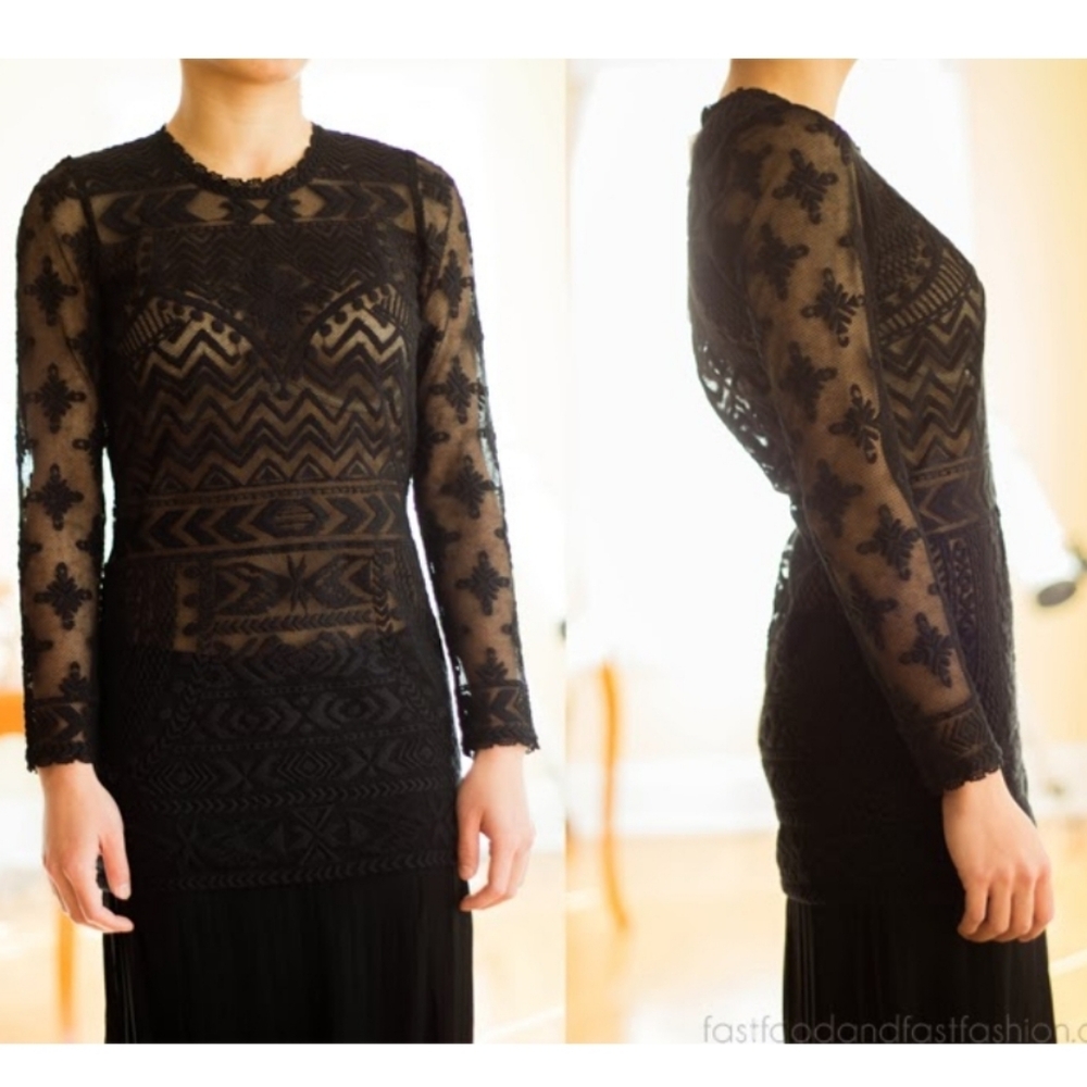 ISABEL MARANT Pour H&M Black Lace Sheer Patterned Top - New and Gorgeous! - Picture 6 of 16